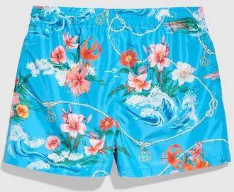 Gucci Printed Nylon Swim Shorts, Size 44 IT, Blue, Ready-to-wear