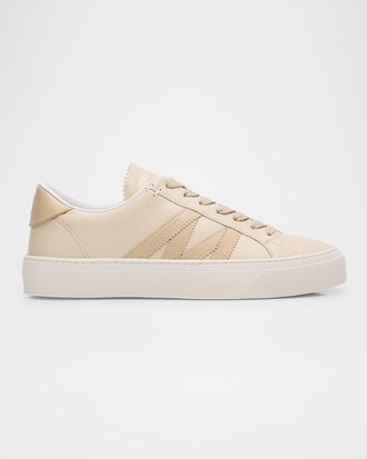 Moncler Monaco Leather Low-Top Sneakers