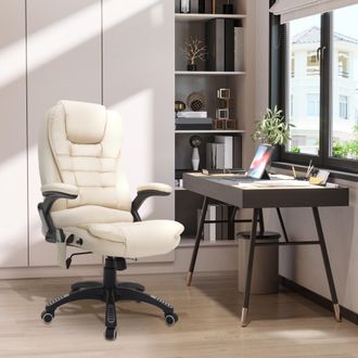 STILVORA Stilvora Poltrona Da Ufficio Ergonomica Massaggiante Con Riscaldamento, Altezza Regolabile E Ruote, Similpelle, Beige