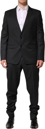 Dolce & Gabbana Mens Dark Gray Wool Single Breasted 2 Piece Suit Black Virgin