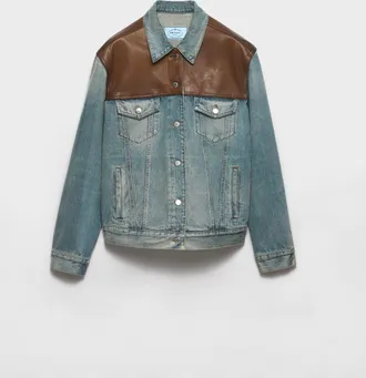 Prada Denim and leather blouson jacket