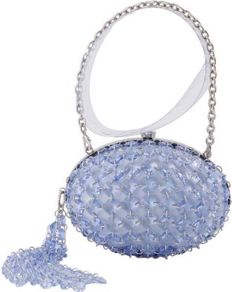 Self Portrait Self-Portrait Crystal Chain Oval Clutch Purple
