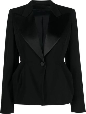 Max Mara Proteo Peplum Blazer - Dames - Blazers - Zwart - 3XS - Wol - Jassen