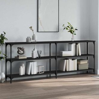vidaXL Mesa Consola Madera De Ingenier&iacute;a Negra 200x29x75 Cm Vidaxl