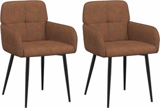 vidaXL Sillas De Comedor 2 Uds. Cuero De Suede Sint&eacute;tico Marr&oacute;n Vidaxl