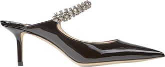 Jimmy Choo London Zwarte sandalen met kristallen - Dames - Muiltjes - Zwart - 36 EU - Leer - Schoenen