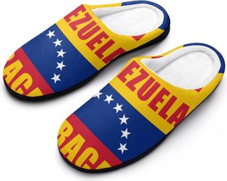 Generic Venezuela Flag Caracas Slippers Men Winter Warm Cotton Anti-Slip Indoor Slip-Ons House Shoes