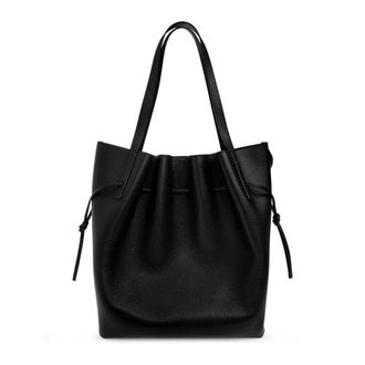 Yuzefi Tassen, Dames, Zwart, ONE Size, Leer, Scallop Tote