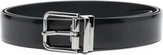 Dolce & Gabbana Gekorste Kalfslederen Riem - Dames - Riemen - Zwart - 105 CM - Leer - Accessoires