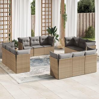 vidaXL Set De Sof&aacute;s De Jard&iacute;n 12 Pzas Y Cojines Rat&aacute;n Sint&eacute;tico Marr&oacute;n Vidaxl
