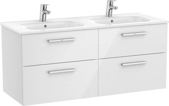 Roca Roca - Conjunto De Mueble Con Cuatro Cajones Y Lavabo Doble Victoria Color: Blanco Brillo