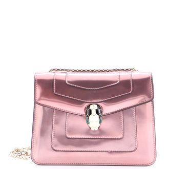 Bulgari Serpenti Forever Square Shoulder Bag Metallic Leather Small