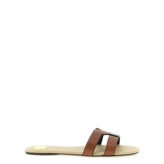 Saint Laurent Mabrouka Leather Sandal - female - Saint Laurent - Sliders - Brown - 7 UK - Shoes