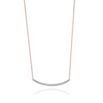 Monica Vinader Skinny Diamond Curve Necklace, Rose Gold Vermeil on Silver