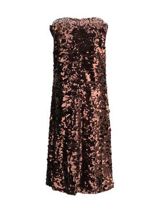 Ganni Sequin-Embellished Dress - Bronze