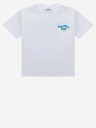 Msgm Logo-Print Cotton T-Shirt - White