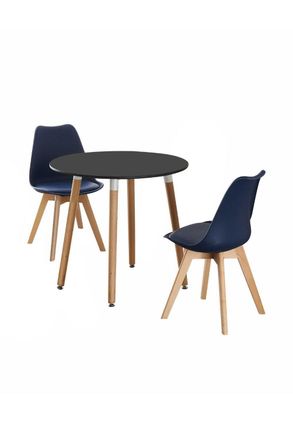 Life Interiors Round Lorenzo Dining Set with a Table & Chairs Set of 2 in Blue