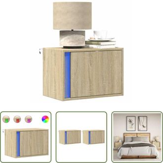 vidaXL Luci LED - Comodini a Parete con luci LED 2 pz Rovere Sonoma