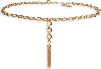 Chlo&eacute; The Chlo&eacute; Pompoms Chain Belt in Vintage Gold at Nordstrom