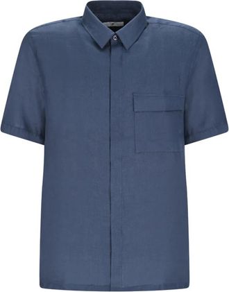 Pantaloni Torino Stijlvolle Gepatchte Overhemd - Heren - Korte mouwen Overhemden - Blauw - M - Overhemden