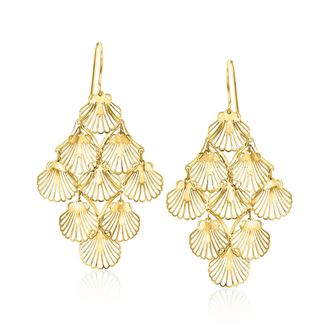 Ross-Simons Italian 10kt Yellow Gold Seashell Chandelier Earrings