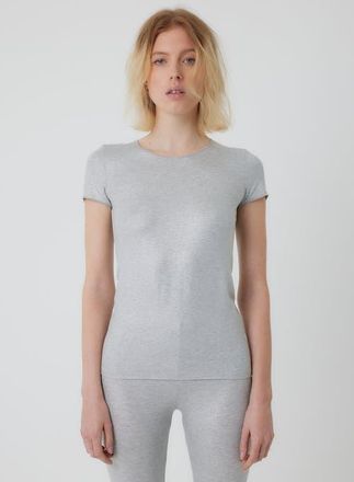 Majestic Filatures Soft Touch Metallic Short Sleeve T-Shirt in Metal Grey at Nordstrom, Size 2