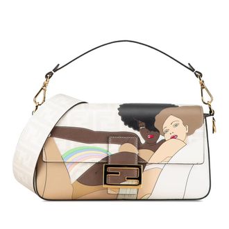 Fendi Pre-owned Fendi Zucca Graphic Print Coated Canvas Bikini Girls Baguette Satchel 8BR600