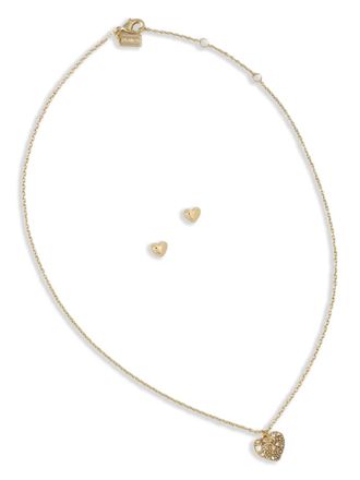 Coach heart necklace and earrings set - Gold