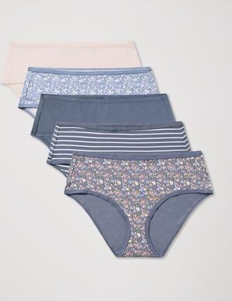 Pact Everyday Mid Rise Hipster 5-Pack Made With Organic Cotton in Stillwater at Nordstrom, Size Xx-Large