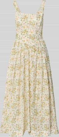 Lace & Beads Cocktailkleid im Allover-Look mit Karree-Ausschnitt in Hellgelb, Gr&ouml;&szlig;e XXL