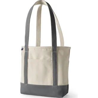 Lands End Lands End Canvas Open Top Tote Bag Regular & Long Handle Carry All - Stylish for Work Travel Beach Errands Great Gift in
