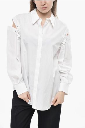 Alexander McQueen Cotton Poplin Shirt with Lace-up Detail size 42