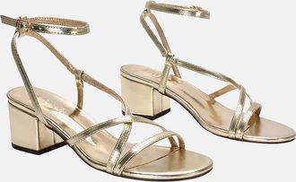 XY London Womens XY London Womens/Ladies Maria Metallic Strappy Block Heel Sandals - Gold - Size: 6