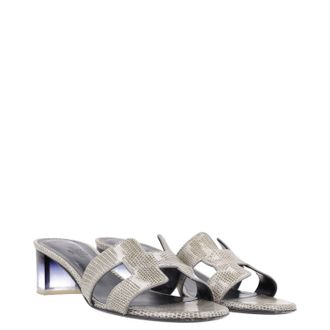 Herm&egrave;s Lizard Skin Oasis Sandals Size 38.5