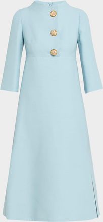 Valentino Garavani Strass Button High-Neck Crepe Midi Dress