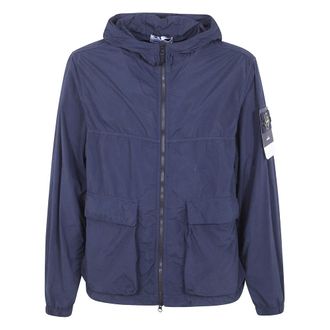Stone Island Jassen, Heren, Blauw, 2Xl, Nylon, Short Hooded Parka