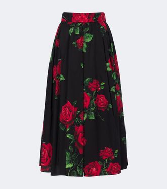 Dolce & Gabbana Floral cotton poplin midi skirt