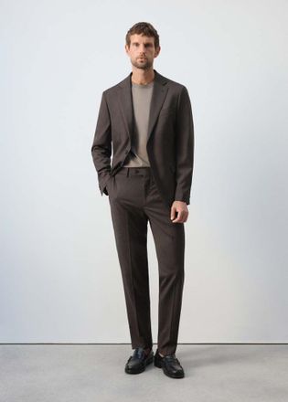 Mango Giacca completo Tur&iacute;n 100% lana vergine marrone - Uomo - 46 - MANGO MAN