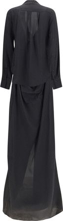 SA SU PHI Womens Criss Cross Polka-Dot Silk Crepe De Chine Long Dress Micro Pois B-N B/n
