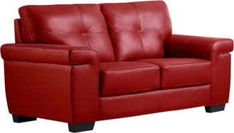 Vente-Unique Sof&aacute; 2 plazas de piel HAZEL - Rojo