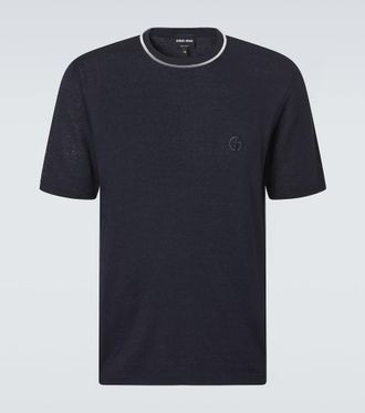 Giorgio Armani Logo linen and silk T-shirt