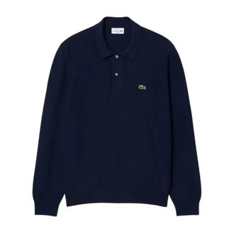 Lacoste Klassiek gebreid poloshirt met lange mouwen - Heren - Tops - Blauw - Maat: M Katoen