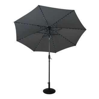 MonsterShop LED Tilt Parasol 2.7m With Tilt Base - Grey