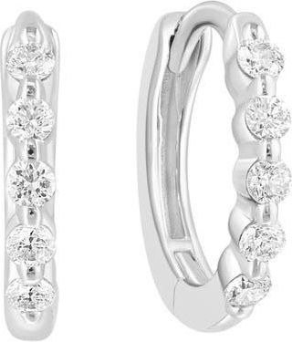 Effy Sterling Silver Diamond Huggie Hoop Earrings at Nordstrom Rack