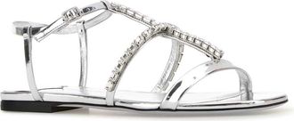Jimmy Choo London Womens Gwyn Sandal Silver Leather