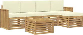 vidaXL Conjunto De Sof&aacute;s De Exterior 6 Uds. Blanco Y Crema Poli&eacute;ster Vidaxl