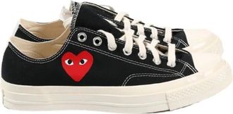 Comme Des Gar&ccedil;ons Sneakers, female, Black, Size: 6 US Black Heart Logo Low Top Sneakers