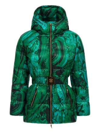 Roberto Cavalli Malachite-print puffer jacket - women - Polyester/Polyester/Duck Down - 42 - Green