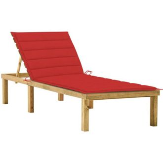 vidaXL Tumbona Con Coj&iacute;n Rojo Madera De Pino Impregnada Vidaxl