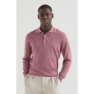 Brunello Cucinelli Lightweight knit Polo in Coral at Nordstrom, Size 52 It